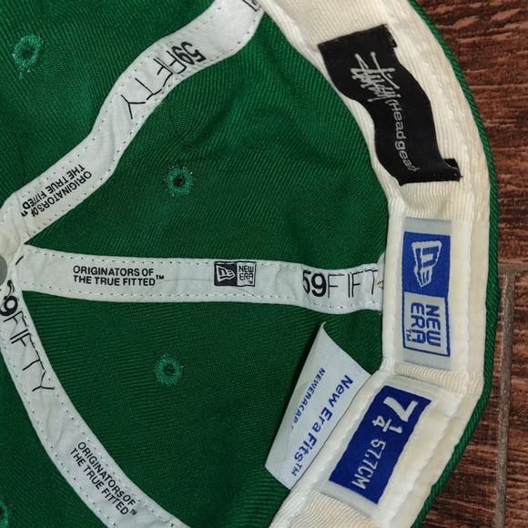 New Era 59Fifty Stussy Embroidered Logo Green Fitted Hat Vintage - Picture 9 of 11